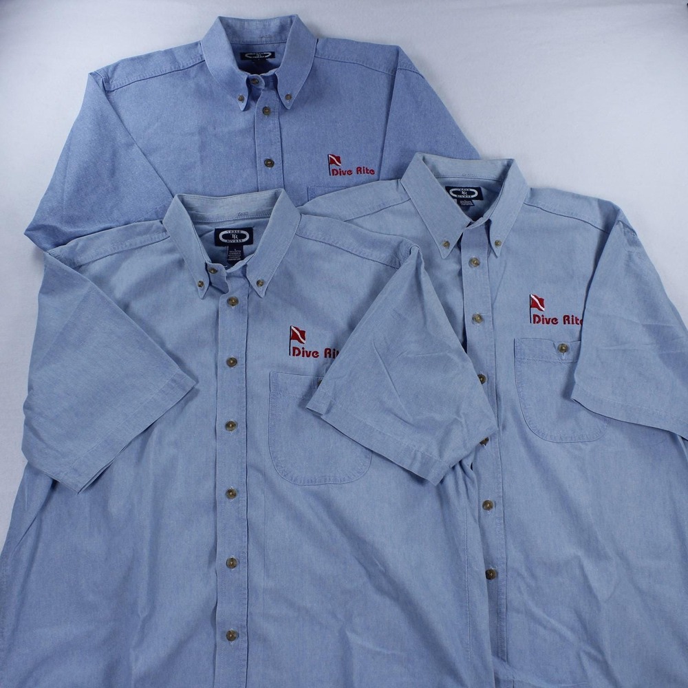 VTG 90s Three Rivers Men's Short Sleeve Button Down Shirt Lot 3 Size L Dive Rite